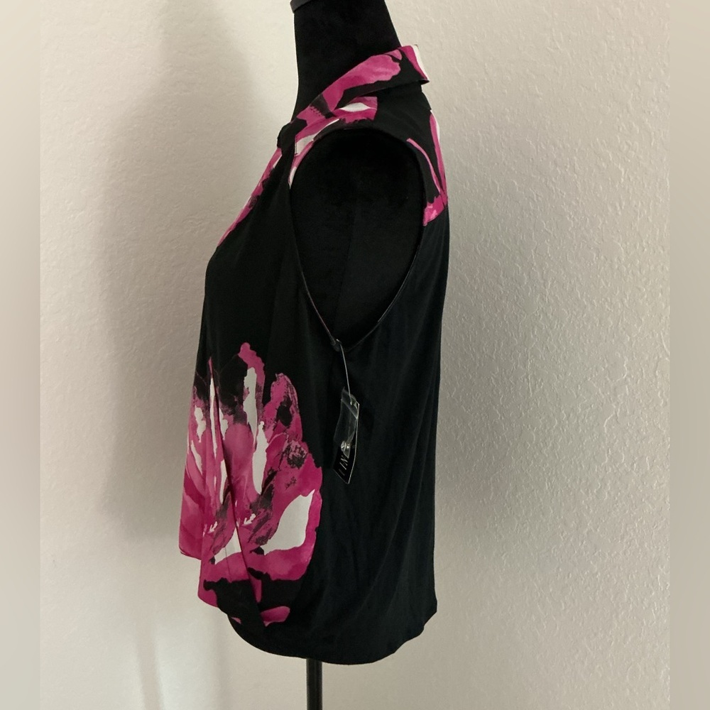 INC Women’s Sleeveless Black Pink Floral Peony Print Blouse M NWT - Picture 4 of 13